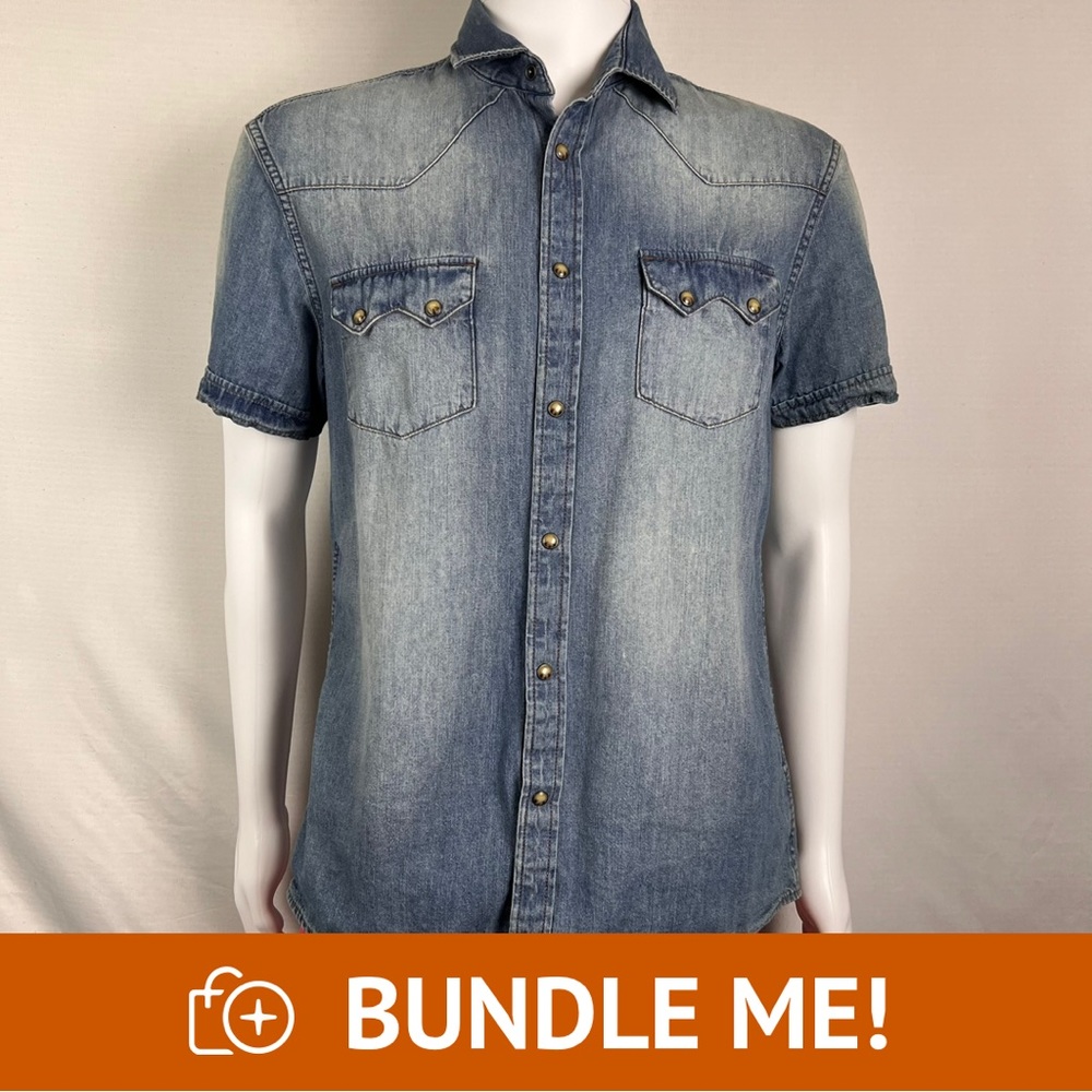 Celio Denim Western Shirt – Vintage Wash